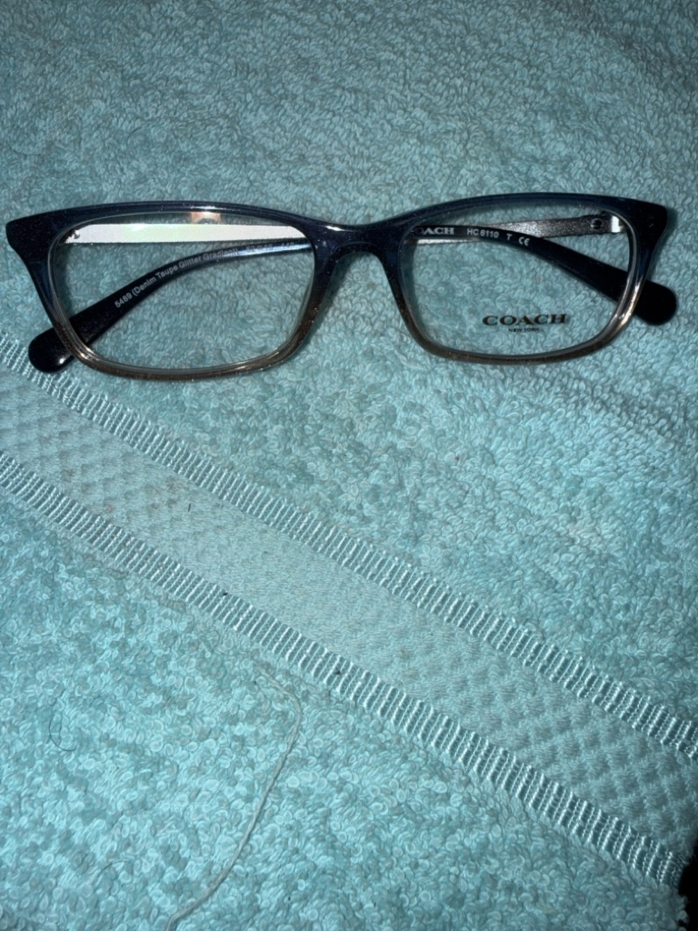 Coach Denim Taupe Glitter Gradient Rectangular Glasses